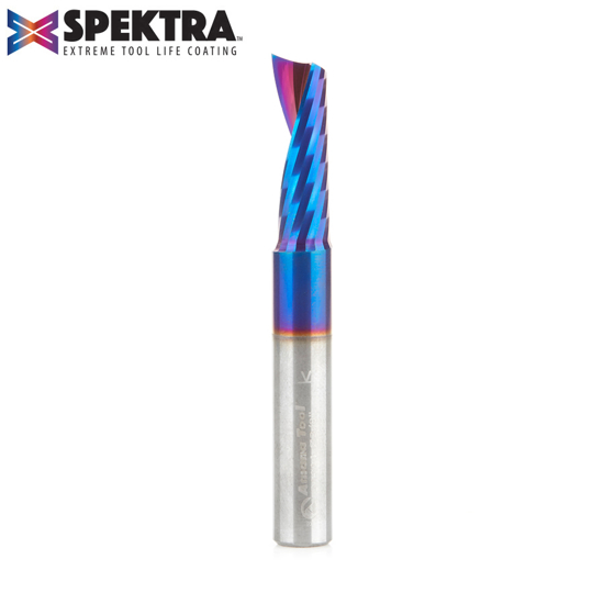 Picture of 51414-K Solid Carbide CNC Spektra™ Extreme Tool Life Coated Spiral 'O' Flute, Plastic Cutting 3/8 Dia x 1-1/8 x 3/8 Inch Shank Up-Cut Router Bit